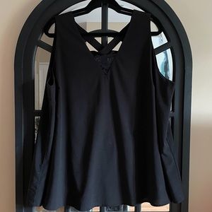 LANE BRYANT LACE-TRIMMED DOUBLE LAYER SWING TANK